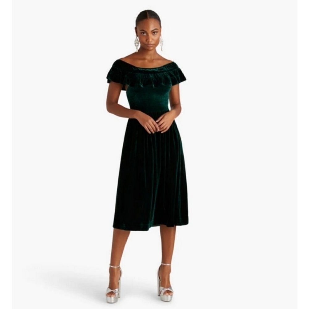 Hill House Akilah Nap Dress In Emerald Green Velvet Extra Small